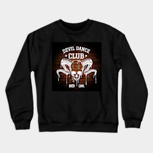 Rock Club Emblem with Human Skull Crewneck Sweatshirt